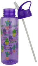 Casey FlipTop 1 Litre Plastic Water Bottle with Drinking Spout- Flip-Top Drinking Spout Angled Internal Straw Leak-Proof Lid Wide Neck Sturdy Carry Handle Colour Purple