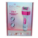Daling 3- in-1 Rechargeable Ladies Grooming Kit - is a versatile and convenient tool designed for women's personal care. It includes three interchangeable heads: a hair remover for smooth skin a head shaver for precise trimming and a heel smoother for exf