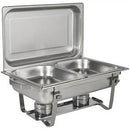 Casey Good Mama Rectangular Double Pan Chafing Dish 10 Litre Stainless Steel – Full Size Design Durable Stainless Steel Construction Foldable Design For Easy Storage Includes Steam Pan And Base Double Food Serving Pans Removable Lid With Handle Two Fuel H