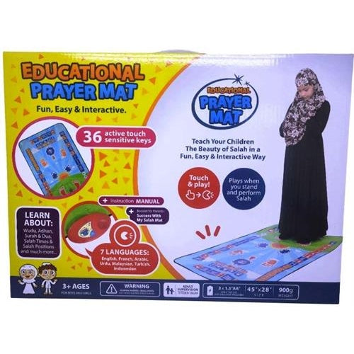 Casey Smart Islamic Educational Prayer Mat-Fun- Foldable Easy And Interactive 36 Active Touch Sensitive Keys 7 Speaking Languages Touch And Play Designed To Educate Children And Muslim Reverts Perform Daily Muslim Prayers Requires 3x AA Batteries Not I...