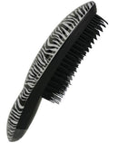 Prescott Finishing Hairbrush - Classic Oval Shape Zebra Black And White Graffiti Pattern Ergonomic Handle In Top Quality ABS Plastic Evenly Arranged Soft Bristles Suitable For Long Medium Thick And Wavy Hair Designed For Brushing Hair Extensions Out Of Bo