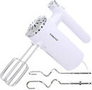 Sokany Electric Hand Mixer and Blender White- Powerful 350w Motor 5-Speed Settings Ergonomic Design Includes 2 X Stainless Steel Flat Beaters And 2 X Stainless Steel Dough Hooks Colour White 1 Year Warranty 1 year warranty