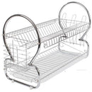 Casey 2 Layer 40cm Stainless Steel Medium Dish Rack - Made Of High Quality Durable Stainless Steel Easy To Assemble Curved Handles Make It Easy To Lift Higher Stability Due To Non-Slip Base Side-Mounted Cutlery Holder Bottom Plastic Tray For Easy Cleaning