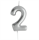 Casey 10cm Silver Numerical Birthday Candle Nr.2