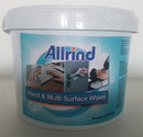 Allrind Hand and Multi Surface Sanitizing Wet- Wipes 500 Sheets- Alcohol Formula to protect against Covid-19 Contains 70% Denatured Ethanol Alcohol A Hand Moisturiser and Glycerine That Has Antimicrobial And Antiviral Properties 500 Sheets per Bucket
