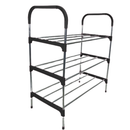 Nordic Black Wind Cross 3 Tier 12 Shoe Steel Rack - Black 3 Tiers Holds Up to 12 Pairs of Shoes Cross Design 3-Layer Structure for Sturdy Support Bold Steel Pipe Construction for Durability Nordic Style Easy to Assemble No Tools Required 6 Month Warranty