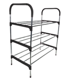 Nordic Black Wind Cross 3 Tier 12 Shoe Steel Rack - Black 3 Tiers Holds Up to 12 Pairs of Shoes Cross Design 3-Layer Structure for Sturdy Support Bold Steel Pipe Construction for Durability Nordic Style Easy to Assemble No Tools Required 6 Month Warranty