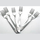 Casey Catering 6 Piece Stainless Steel Dinner Dessert Forks Set With Square Design Printed On Handle
