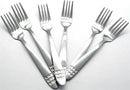 Casey Catering 6 Piece Stainless Steel Dinner Dessert Forks Set With Square Design Printed On Handle