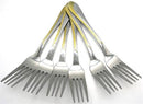 Casey Catering 6 Piece Stainless Steel Dinner Table Forks Set With Gold Wave Design Printed On Handle