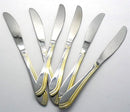 Casey Catering 6 Piece Stainless Steel Dinner Knives Set With Gold Wave Design Printed On Handle