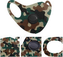 Casey Reusable 3D Structured Unisex Dual Layer Face Masks With Breath Valve Colour Camo Woodland Green-Masks Are Washable Reusable And Can Be Folded For Easy Carrying Breath Valve Closes When You Inhale And Opens When You Exhale 3D Structured Dual Layer D