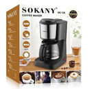 Sokany Black And Silver 900Ml Coffee Maker - 9 Cups 900W Colour : Black With Silver Accents Compact And Easy To Use Design Suitable For Ground Coffee Transparent Glass Carafe With Flip Top Lidhot Plate To Keep Your Coffee Warm Water Level Indicator Remova