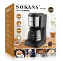 Sokany Black And Silver 900Ml Coffee Maker - 9 Cups 900W Colour : Black With Silver Accents Compact And Easy To Use Design Suitable For Ground Coffee Transparent Glass Carafe With Flip Top Lidhot Plate To Keep Your Coffee Warm Water Level Indicator Remova