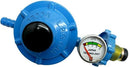 Casey Bullnose LPG Regulator With Pressure Gauge- 8mm Nozzle Outlet 37mbar Low Pressure Regulator 1kg Per Hour Flow Capacity Fits Onto Any Cylinder From 9kg-48kg For LP GAS Use Only. Colour Blue 6 Months Warranty