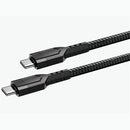 Ezra TypeC to TypeC Pd60w 1meter Fast Charge Black Braided Cable - Od6.0 Diameter Widely Compatible Built In Intelligent Control Chip Ensures Safe Charging Without Damaging The Phone 1 Year Limited Warranty