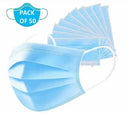 Casey 3 Ply Disposable Face Mask with Earloop 50 Per Pack - Non-Woven Flexible Nose Piece 3 Layer Fabric Ensure High Filtration Efficiency and Absorption Colour Blue