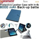 Promate Dash-Air Protective Leather Case with In-Built 8000 mAh Back-up battery-Blue 1 Year Warranty