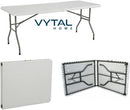 Vytal Home Foldable Rectangle Trestle Table-8 Seater Size 1.8 Metres Lightweight Sturdy Steel Frame Compact Fold For Easy Storing Quick And Easy To Set-Up And Break Down Colour White