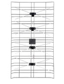 Ellies Outdoor UHF Digital Terrestrial 4 Element TV Antenna - Wideband Grid 4 Element Panel UHF Channels 21 to 68 Powder Coated Reflector F-Connector Coax Cable Female Connection Frequency 470 – 860 MHz FB Ratio 28 dB Beamwidth 49H and 30V Degrees 1 year