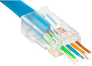 Ellies Cat6 UTP RJ45 Modular Snap Plugs 50 Pack- Shielded 8P8C 50u 3-Prong Terminal Gold-Plated Contact Points For Solid And Stranded 24-22AWG Cable
