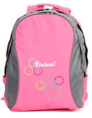 Macaroni Ateneo Student Backpack - Lightweight Padded shoulder straps and Back Dual Main zippered compartments Top Grip Handle Waterproof Material–Two Ton Pink and Grey 1 year Limited Warranty