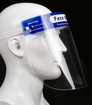 Casey Premium Splash Guard Faceshield With Narrow Foam Band Blue -Splash-Proof To Protect Against Saliva Droplets And Chemical Splashes Extensive Side Shield Coverage Clear Polycarbonate Mono Lens Ergonomic Lightweight Design May Be Worn With Prescription