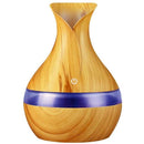 Casey Ultrasonic Aroma Portable Humidifier Light Wood Grain Finish- 300ml Water Capacity Vase Shaped Design 7 Soothing LED Lights USB Powered Purifies And Humidifies Air For Home Office And Car