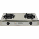 Alva Stainless Steel Two Plate Gas Stove- Large Construction Double Burner Stainless Steel Stove Piezo Ignition Angled Flame Allows For Wide Heat Spread Low Gas Consumption Stainless Steel Surface Vitreous Enamel Pot Holders Hose And Regulator Not Include