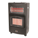 Alva 3 Panel Dual Infrared Radiant Gas And Electric Indoor Heater -3 X Ceramic Panels 3X Gas Power Heat Settings: 1.5Kw 2.8Kw 4.2Kw Piezo-Electric Ignition 2X Electric Heater Quartz Tube Settings: Kw 15Kw Swivel Castors For Easy Movement Uses 9Kg Gas Cyli