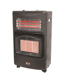 Alva 3 Panel Dual Infrared Radiant Gas And Electric Indoor Heater -3 X Ceramic Panels 3X Gas Power Heat Settings: 1.5Kw 2.8Kw 4.2Kw Piezo-Electric Ignition 2X Electric Heater Quartz Tube Settings: Kw 15Kw Swivel Castors For Easy Movement Uses 9Kg Gas Cyli