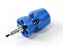 Goldtool 7 In 1 Stubby Flat Head Driver Set- The drive set includes 7 sizes including 1.0 1.5 2.0 2.5 3.0 3.5 4.0mm Perfect for use on electronics toys set screws Blue Handle doubles as drive storage 3 Months Warranty