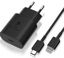 Ezra 25w TypeC Iphone Black Plug Set - TypeC to Iphone 1m Cable 5V-3A Pd Fast Charge 1 Year Limited Warranty