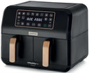 Kenwood Dual K Healthy Fry Airfryer Black- Digital LED Touch Control Panel Dual Zone Air Basket Capacity For Separate Cooking 8 Litre Total Capacity 17kg Capacity Per Basket 1700w Power 8 Preset Cooking Menus Rapid Air Circulation Time Setting Range 0-60
