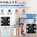 Sokany Bluetooth Bathroom Scale - 0.2Kg - 180Kg Extra-Large Backlit LCD Display Utra Slim Connect to Bluetooth Download the App App Gets Weight Data Battery Power Source Color Black 6 Months Warranty.