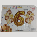 Casey 13pc Gold and White Balloon Set Nr.6 - 13Pc set consisting of 1 x 81cm Number Balloon 6pc 30.5cm Gold Balloons 6pc 30.5cm Confetti Balloons