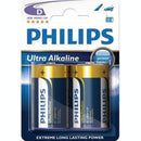 Philips Ultra Alkaline Battery Lr20E2B 2 X Type D R20 Ultra Alkaline Battery 15.V Up To 5 Years Shelf Life –Ideal For Use With High-Drain Devices Such As Children'S Toys Torches Speaker Stereo Systems And Docking Stations - 2 Per Pack
