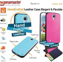 Promate Lanko.S4-Hand-Crafted Leather Case Protective elegant & Flexible Dual Compact Shell with Flexible Inner Grip-for Samsung Galaxy S4-Blue 1 Year Warranty