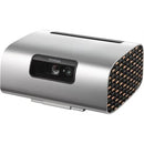 Viewsonic M10 Portable Rgb Laser Smart Projector With Harman Kardon Speaker - 2200 (Ansi Lumens); Contrast Ratio: 3000000:1; Throw Ratio: 1.2; Throw Distance: 1.06M-4.78M (100 Inch @ 2.66M); Hdmi: 1 (Hdmi 2.0 Hdcp 2.2) Usb Type C: 1 (5V 2A) Audio-In (Blu