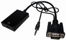 Unique VGA To HDMI Converter - VGA + Audio In 1x HDMI Out - White