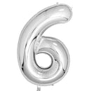Casey 102cm Silver Balloon Number 6 -