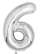 Casey 102cm Silver Balloon Number 6 -
