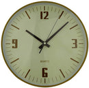 Casey Wall Clock - Round Pine Woodgrain Outer Rim With Beige Background 30cm Diameter Analogue Display Type Brown Numbering With Brown Hour Minute And Second Hands Quartz Movement Battery Operated 3 Months Warranty