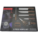 EVRYEALTH 8pc Knife Set - 8 inch side knife 8 inch Chef Knife 8 inch Meat Cleaver 3.5 inch Peel knife Melon planer Scissors Meat claws knife Sharpening rod