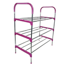 Nordic Wind Pink Cross 3 Tier 12 Shoe Steel Rack - Pink 3 Tiers Holds Up to 12 Pairs of Shoes Cross Design 3-Layer Structure for Sturdy Support Bold Steel Pipe Construction for Durability Nordic Style Easy to Assemble No Tools Required 6 Month Warranty