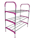 Nordic Wind Pink Cross 3 Tier 12 Shoe Steel Rack - Pink 3 Tiers Holds Up to 12 Pairs of Shoes Cross Design 3-Layer Structure for Sturdy Support Bold Steel Pipe Construction for Durability Nordic Style Easy to Assemble No Tools Required 6 Month Warranty