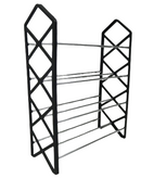 Nordic Wind Cross 4 Tier 12 Shoe Rack - Black 4 Tiers Holds Up to 12 Pairs of Shoes Thickened Steel Pipe with Integrated Forming Brackets Cross-Style Frame for Enhanced Stability Bottom Raised Design to Prevent Ground Contact and Moisture Easy to Assemble