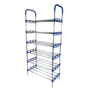 Nordic Wind Blue 6 Tier 18 Shoe Steel Rack - Blue 6 Tiers Holds Up to 18 Pairs of Shoes Thickened Steel Pipe with Durable Plastic Connectors Multi-Layer Open Frame Design for Easy Access Anti-Splash Surface with Corrosion-Resistant Finish Easy Tool-Free A
