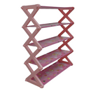 Nordic Wind Shoe Rack - Pink 5 Tier 15 Pairs Different Sizes Simple Multifunctional Practical And Versatile Easy To Put Away One Piece Bracket Widened And Thickened Steel Pipe Remove One Layer To put Boots 6 Months Warranty.