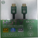 UniQue Premium High Speed HDTV Cable - 10 Metres Long HDTV 2.0 Version 4K Display 24K Gold Plated Connector Aluminum Alloy Housing High Speed Ethernet Support 10/100Mbps Network Transmission Support Dolby True-HD DTS-HD Master Audio Support Up to 32 Sound
